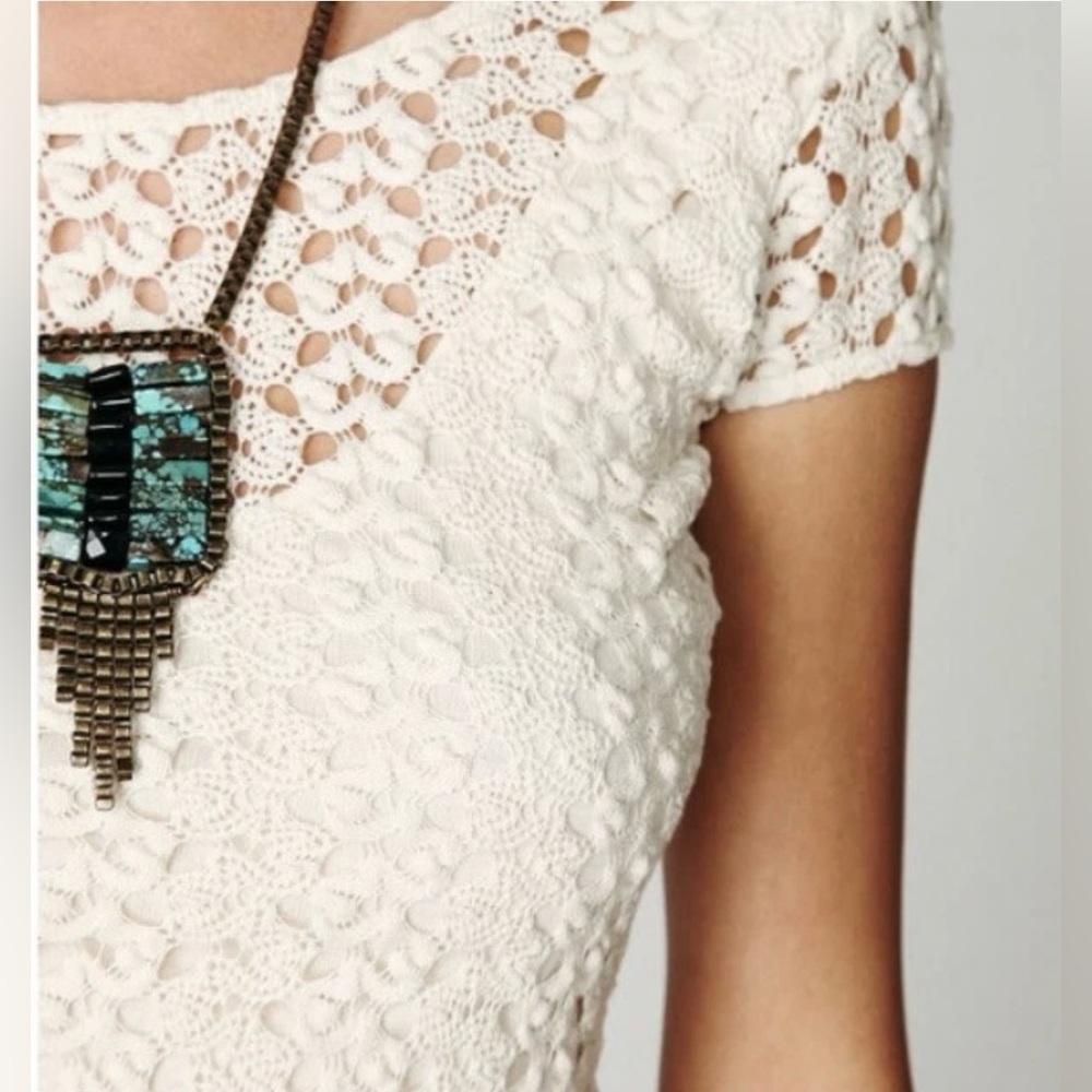 Free People Cream Crochet Mini Dress – Size S - Picture 4 of 8
